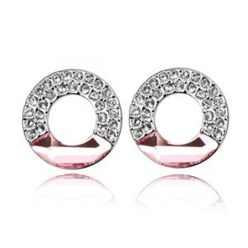 Cercei argint Casandra, Roz, Elemente Swarovski 