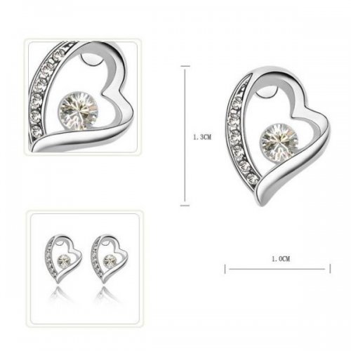 Cercei argint Quinn Heart, alb, Elemente Swarovski 