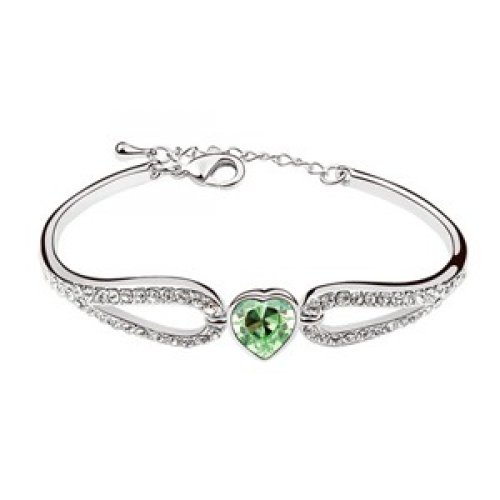 Bratara argint Etern, verde, Elemente Swarovski 