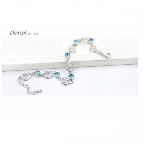 Bratara argint inima dubla, Elemente Swarovski 