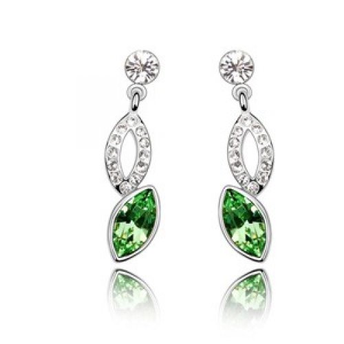 Cercei argint Ochi Verzi, Elemente Swarovski 