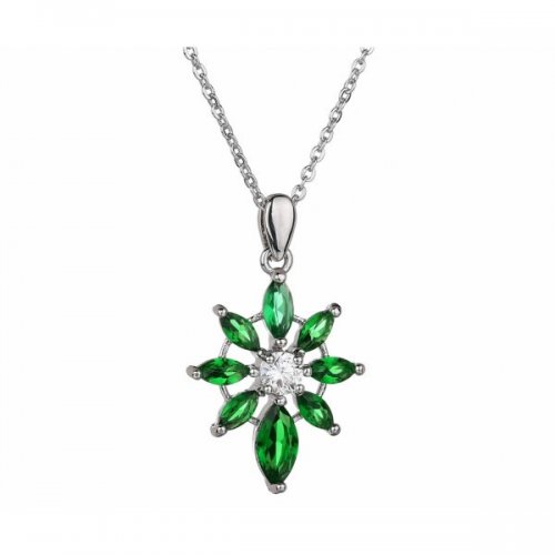 Set argint cu Green Force cu elemente swarovski Emerald verde