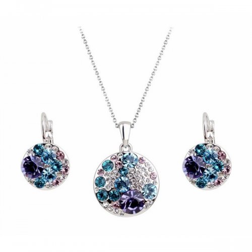 Set argint Blue and Purple, violet, elemente Swarovski