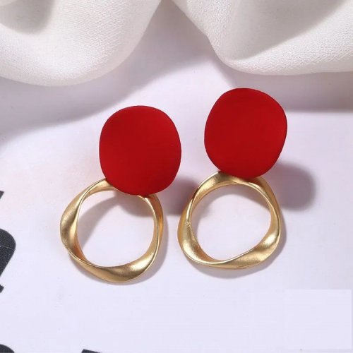 Cercei fashion femei Red and Gold Circle Passion