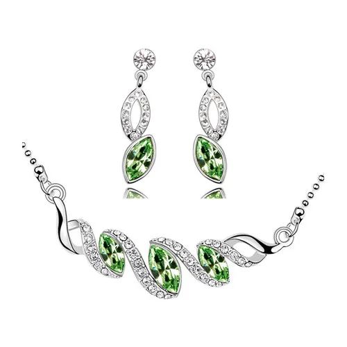 Set argint cu Elemente Swarovski Amelia Green