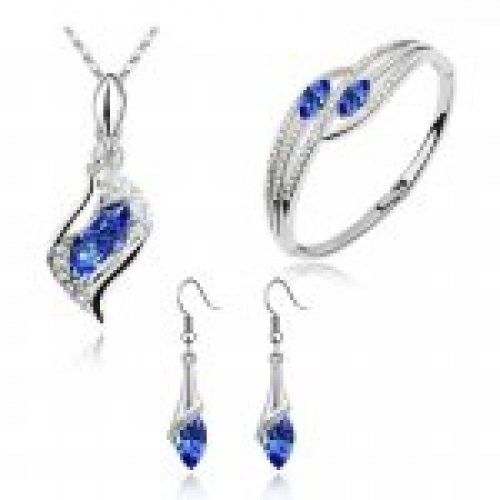 Set argint cu Elemente Swarovski Isabella Bleumarin
