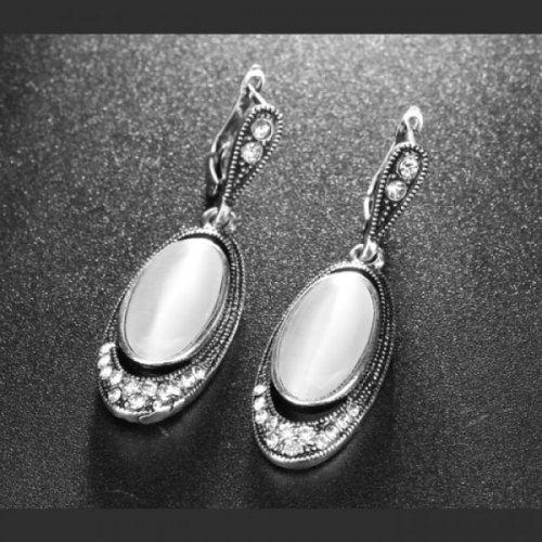 Set argint cu marcasite 3 piese Royal Opal Alb 19