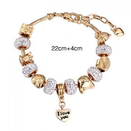 Bratara Pandora Style cu Elemente swarovski Crystal totul placat cu aur 14k