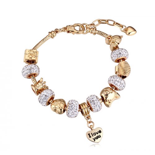 Bratara Pandora Style cu Elemente swarovski Crystal totul placat cu aur 14k Bratara Pandora Style cu Elemente swarovski Crystal totul placat cu aur 14k