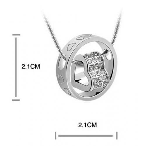 Colier Argint Inima In cerc, Elemente Swarovski 