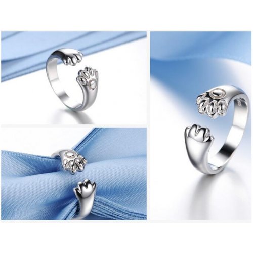 Inel din argint cu aur alb Picioruse de catelus sau pisica