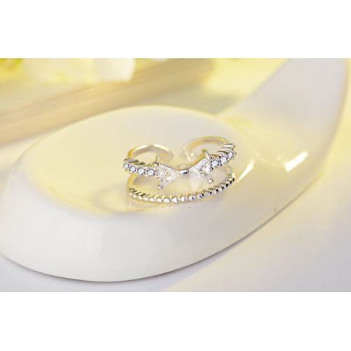 Inel argint cu aur alb White Fashion cu Elemente Swarovski