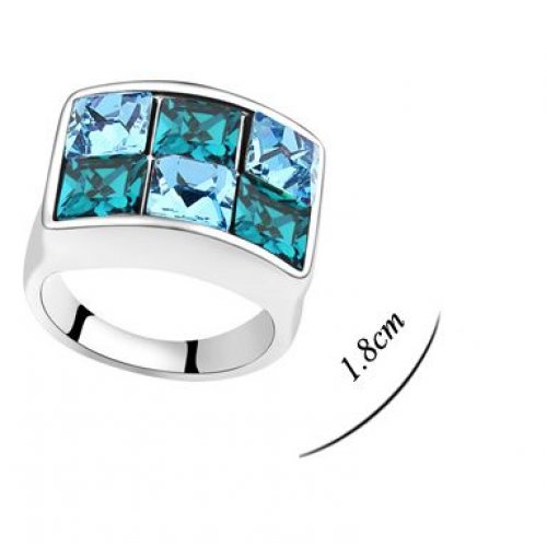 Inel argint Laguna Albastra, albastru, Elemente Swarovski 