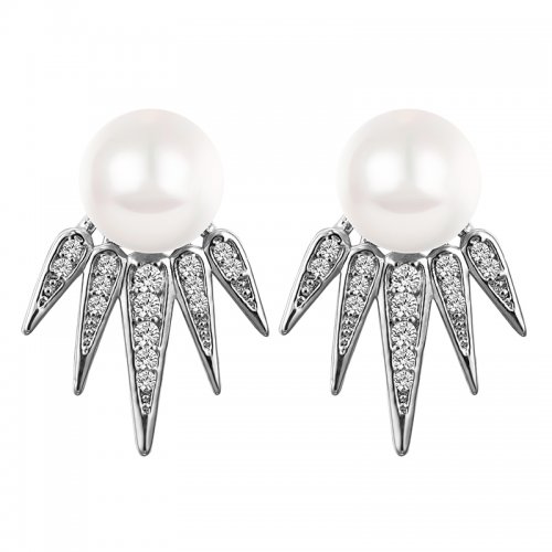 Cercei argint Perla Oceanului, Elemente Swarovski 