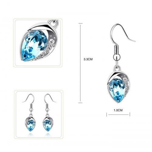 Cercei din argint Eternity, albastru, elemente Swarovski