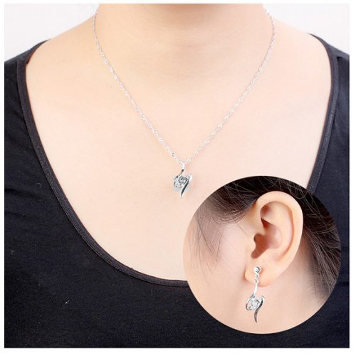 Set Hot Ice,placat cu aur alb, Elemente Swarovski 