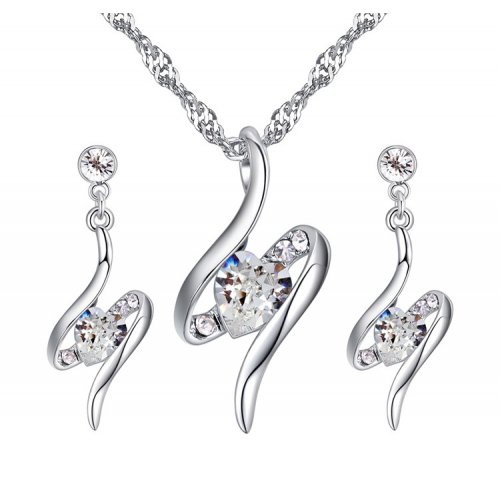 Set Hot Ice,placat cu aur alb, Elemente Swarovski 